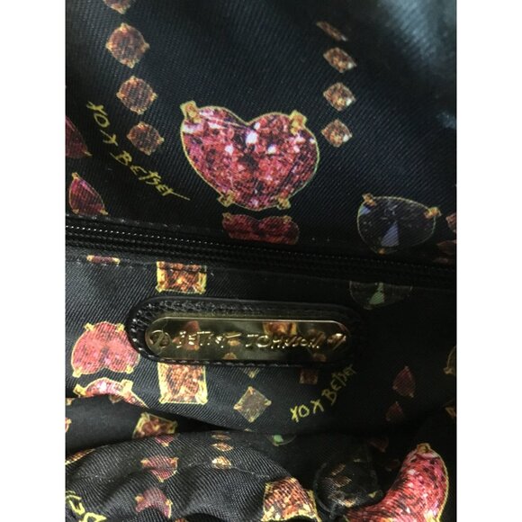 Betsey Johnson Leopard Print Handbag With Quilted Black Panel & Chain Straps - Picture 8 of 10